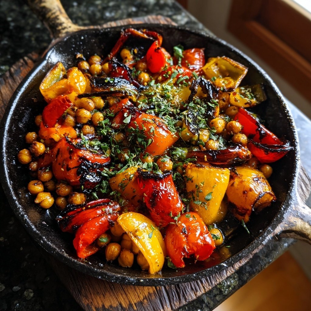 Roasted Veggie Chickpea Skillet