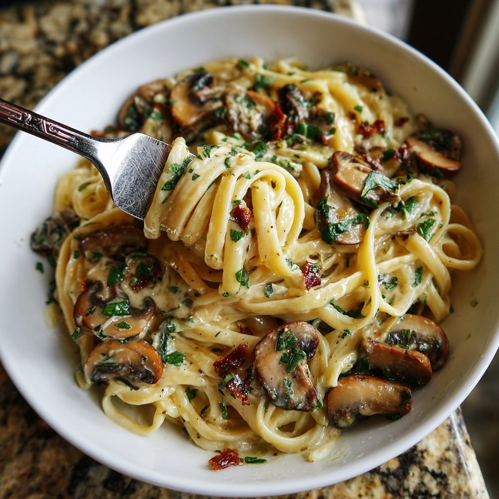 Valentine Dinner Creamy Mushroom Pasta