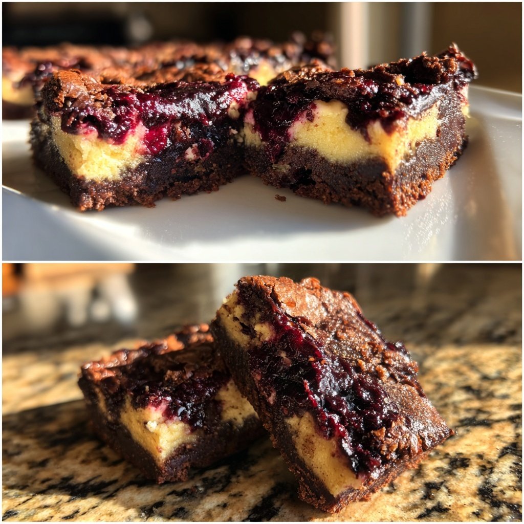 Cottage Cheese Brownies with Blueberry Swirl