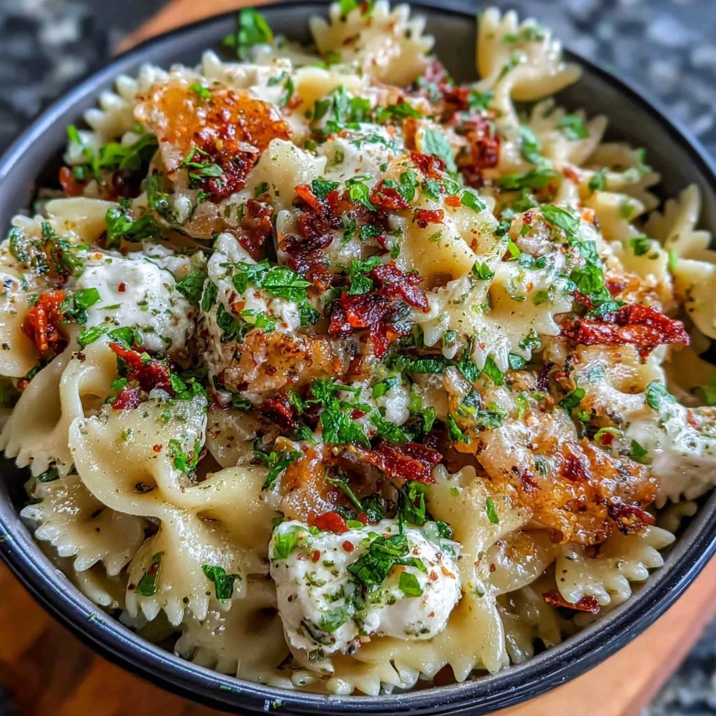 Bow Tie Pasta With Pesto And Mozzarella