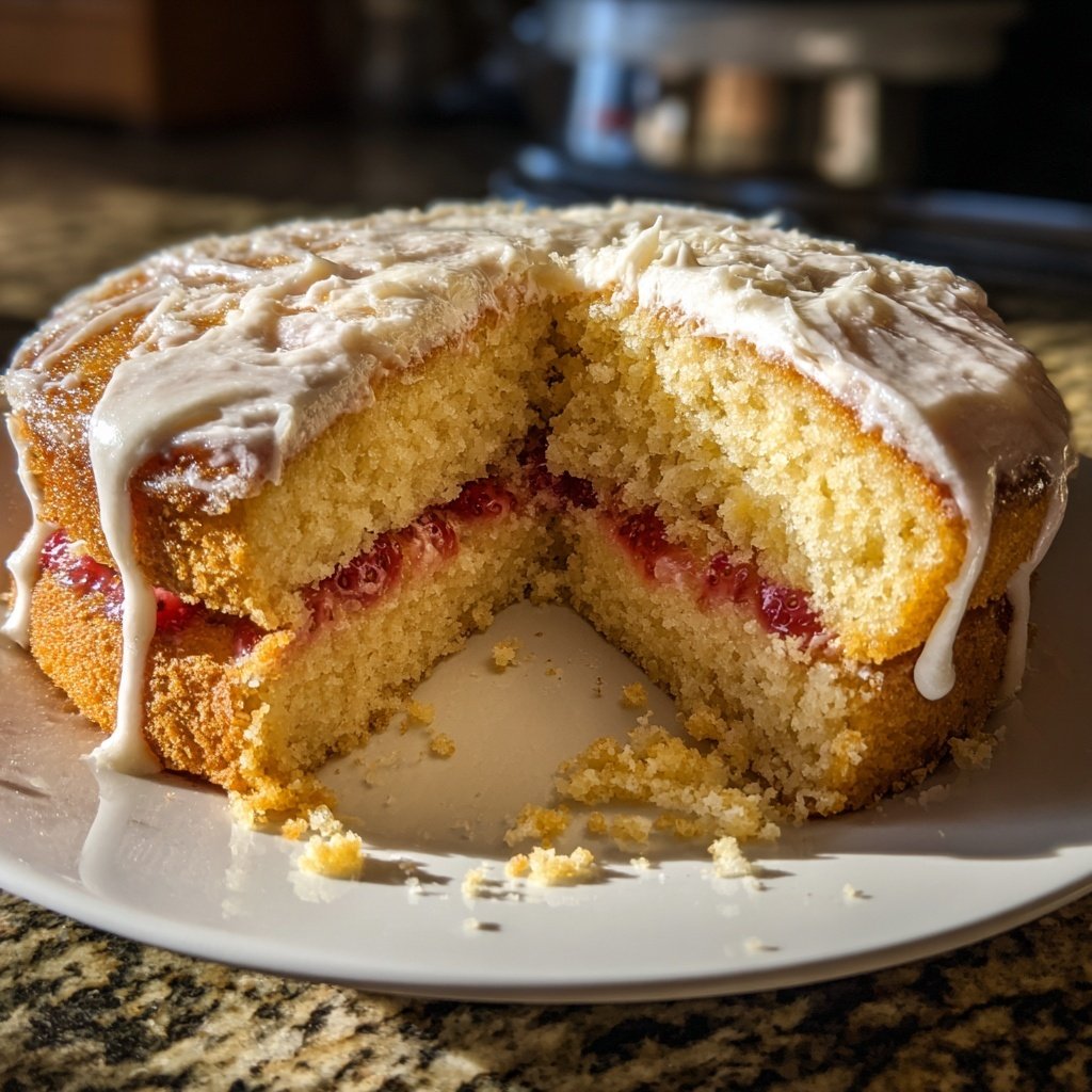 Vanilla Cake with Strawberry Filling